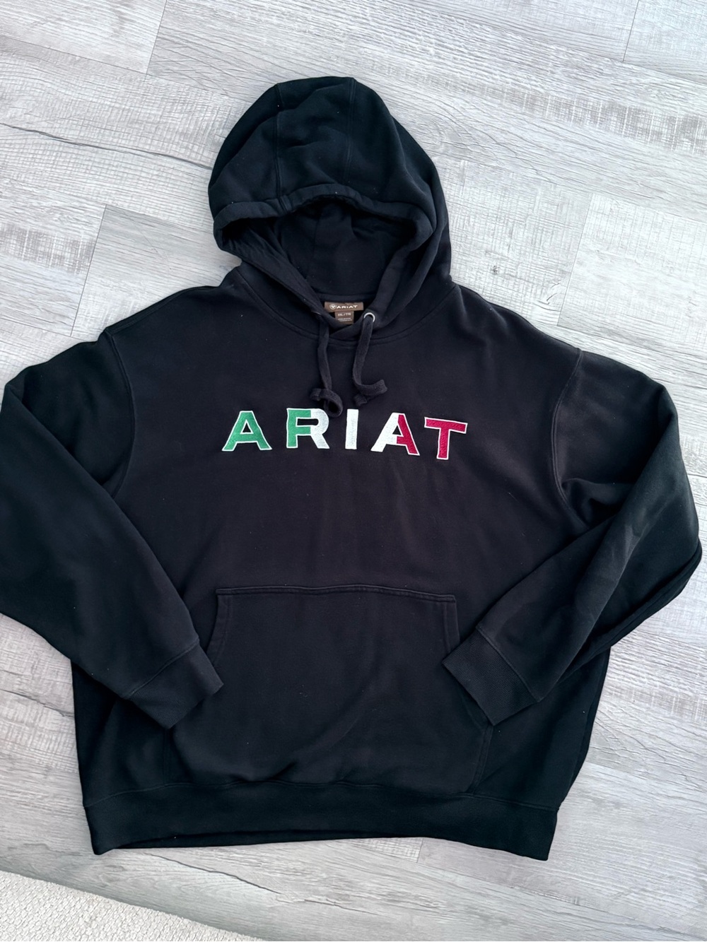 Ariat Black Hoodie with Green, White & Red Lettering